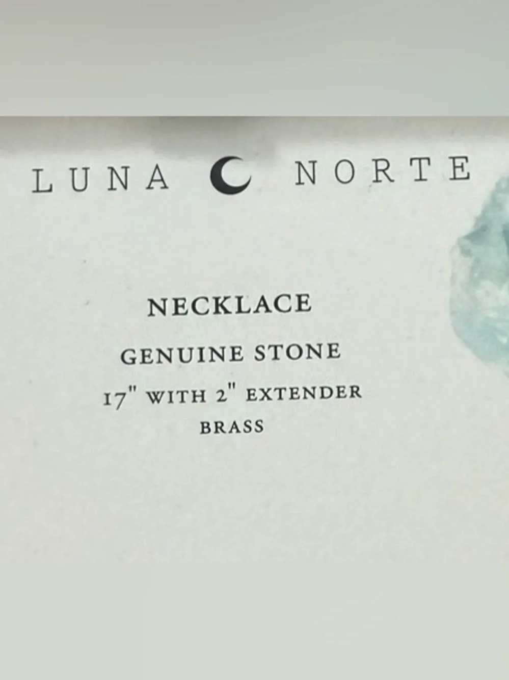 Luna Norte Courage Gold Necklace with Aquamarine Charm and Moon Star Accents